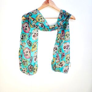 Festival of Skulls - Colorful Skull Print Scarf